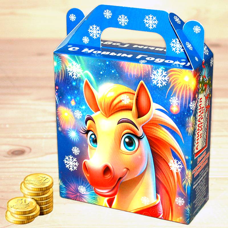 Недорогой подарок весом 300 грамм с конфетами детям на Новый Год 2026 в Ногинске